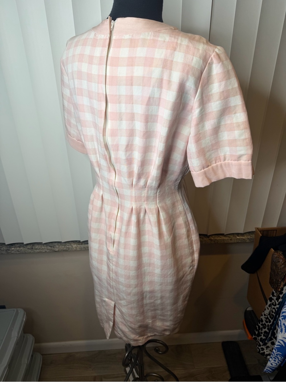 Vintage Ms Chaus Classic Pink White Gingham Sheath Dress Size 10 - Picture 4 of 9